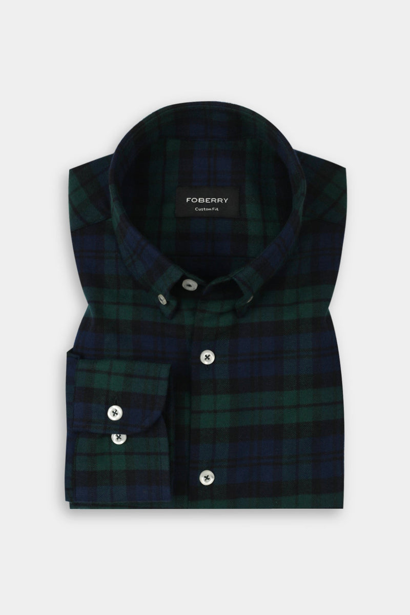 Soft Forrest Green Tartan Winter Flannel Shirt