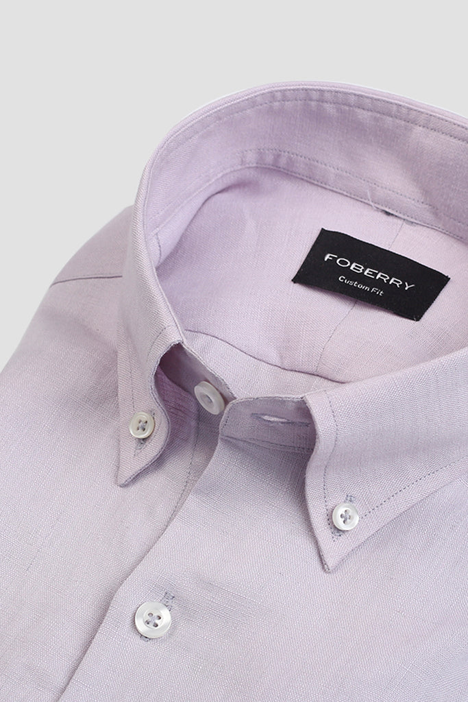 Pastel Lilac Grey Irish Linen Shirt