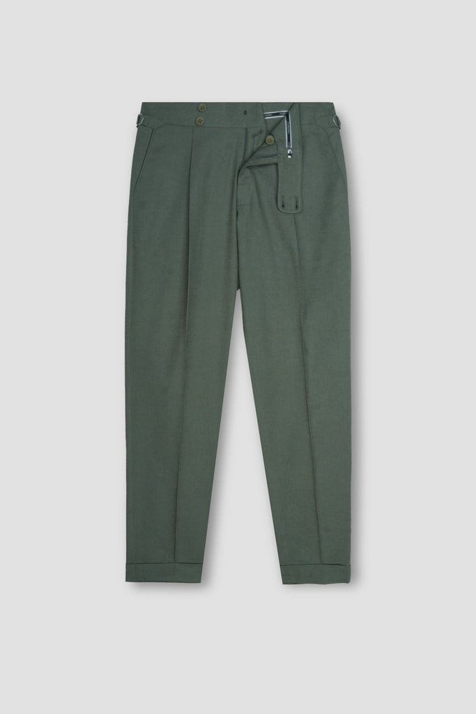 Olive Green Linen Trousers