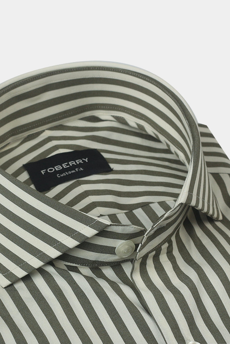 Olive Green Bengal Striped Shirt