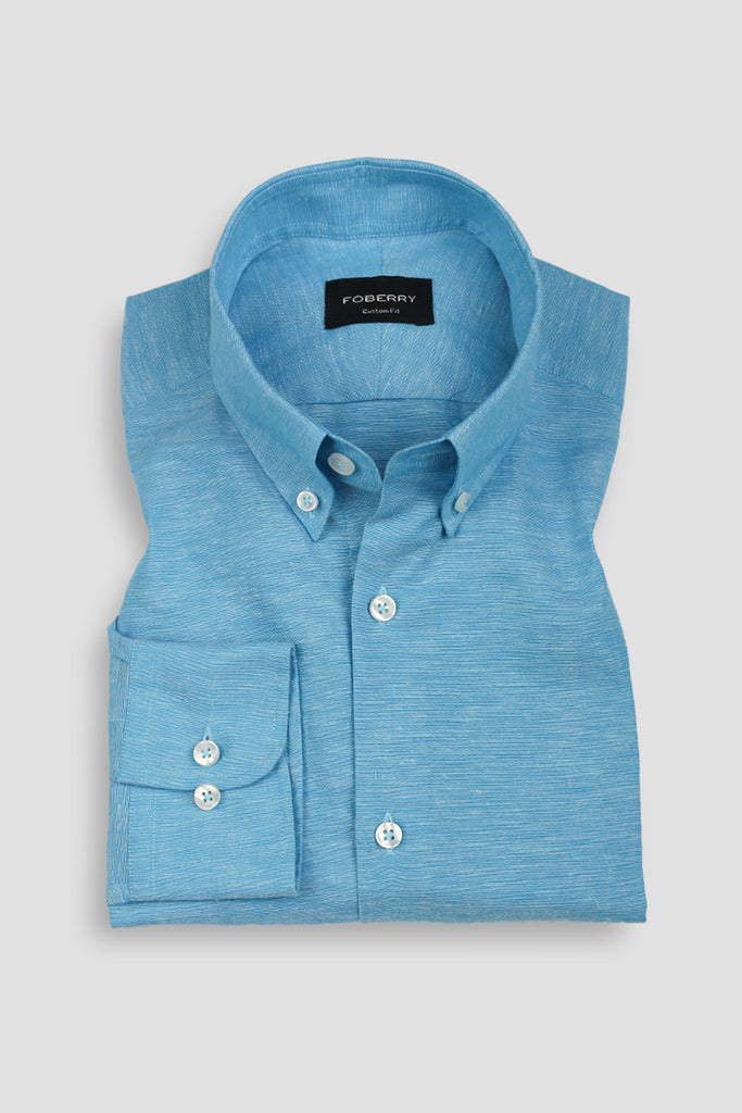 Aqua Blue Linen Shirt
