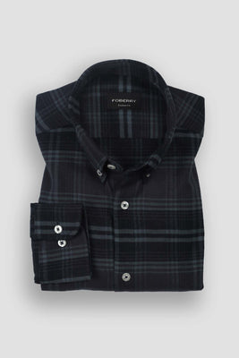 Denim Blue Tartan Winter Flannel Shirt