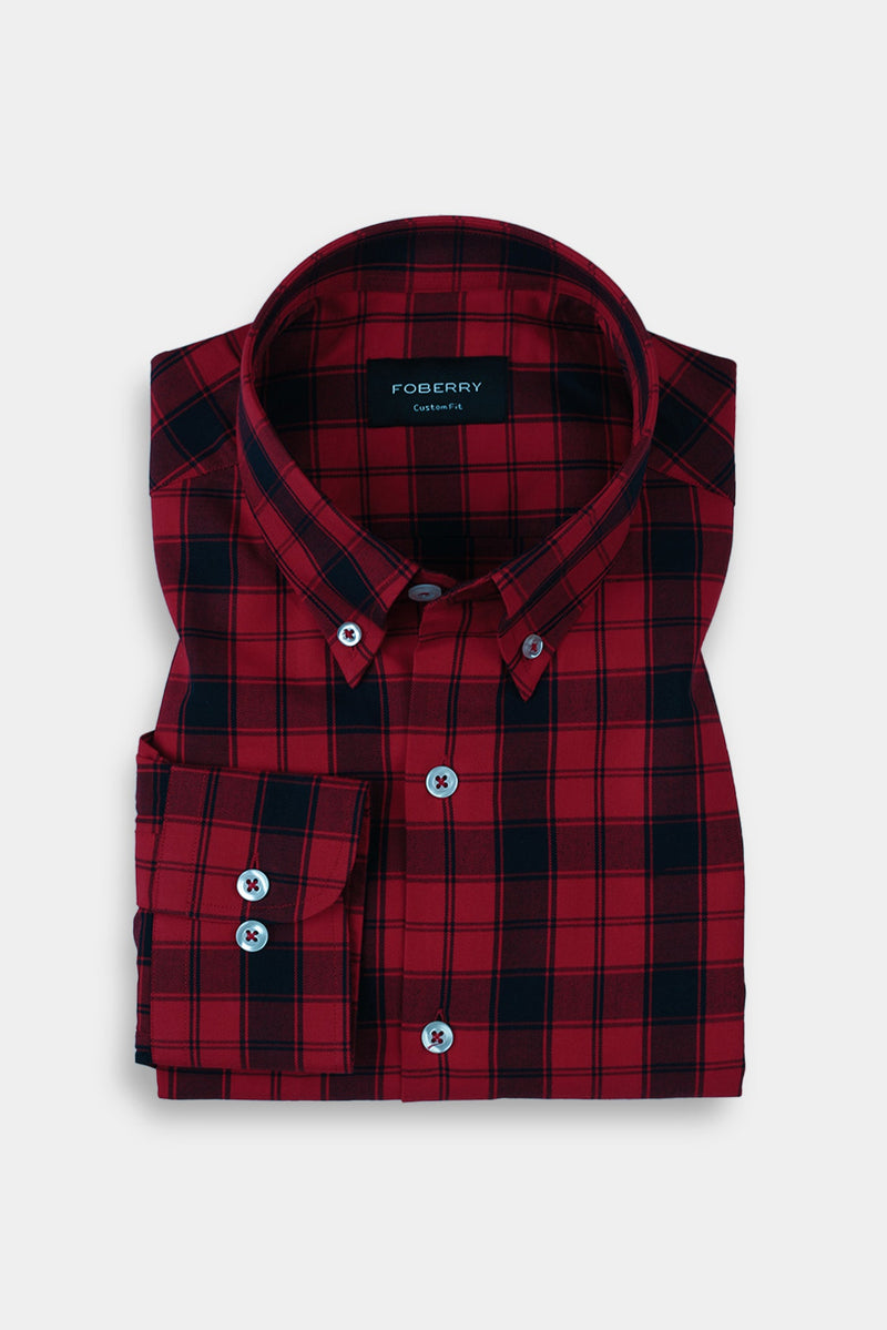 Soft Maroon Red Tartan Winter Flannel Shirt