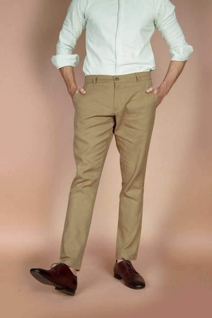 Tan Linen Trousers - Foberry USA