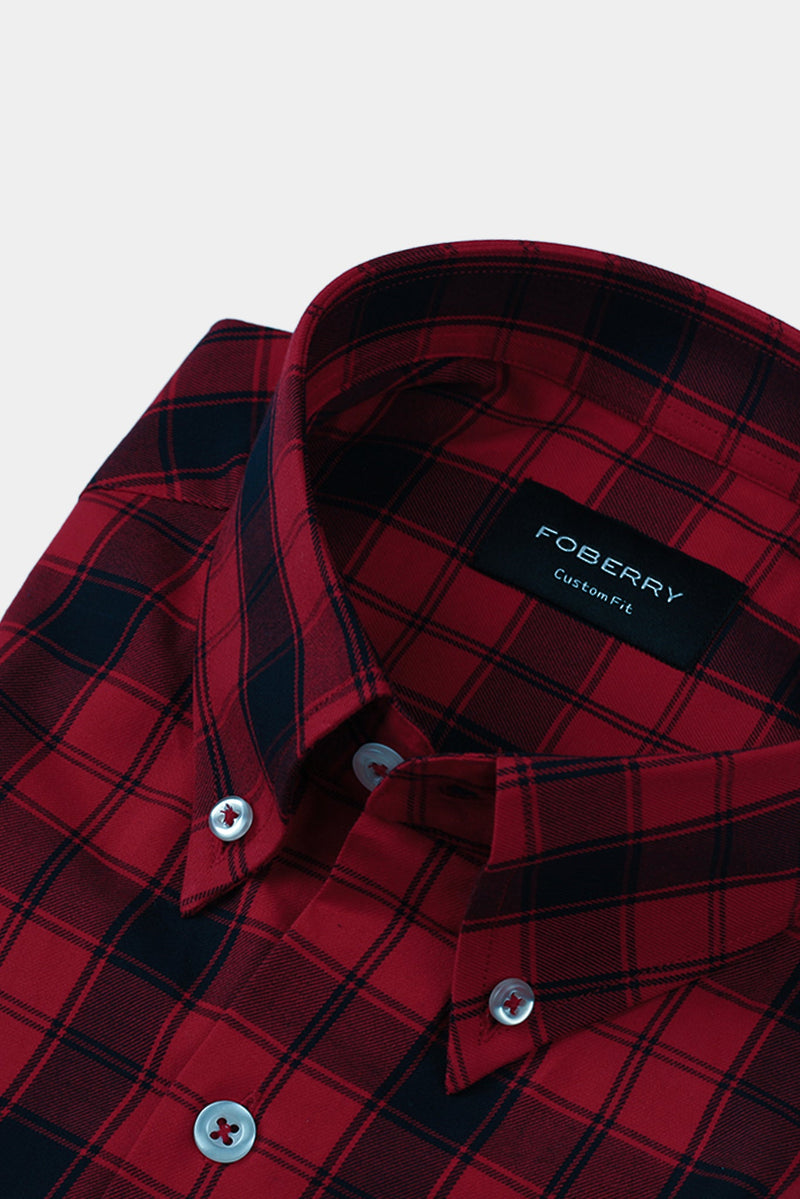 Soft Maroon Red Tartan Winter Flannel Shirt