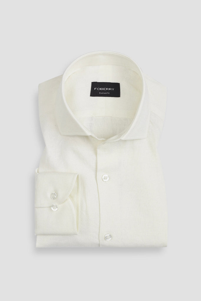 Cream White Linen Shirt