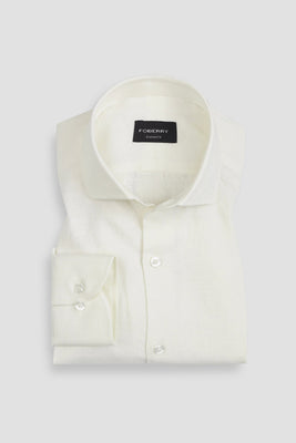 Cream White Linen Shirt