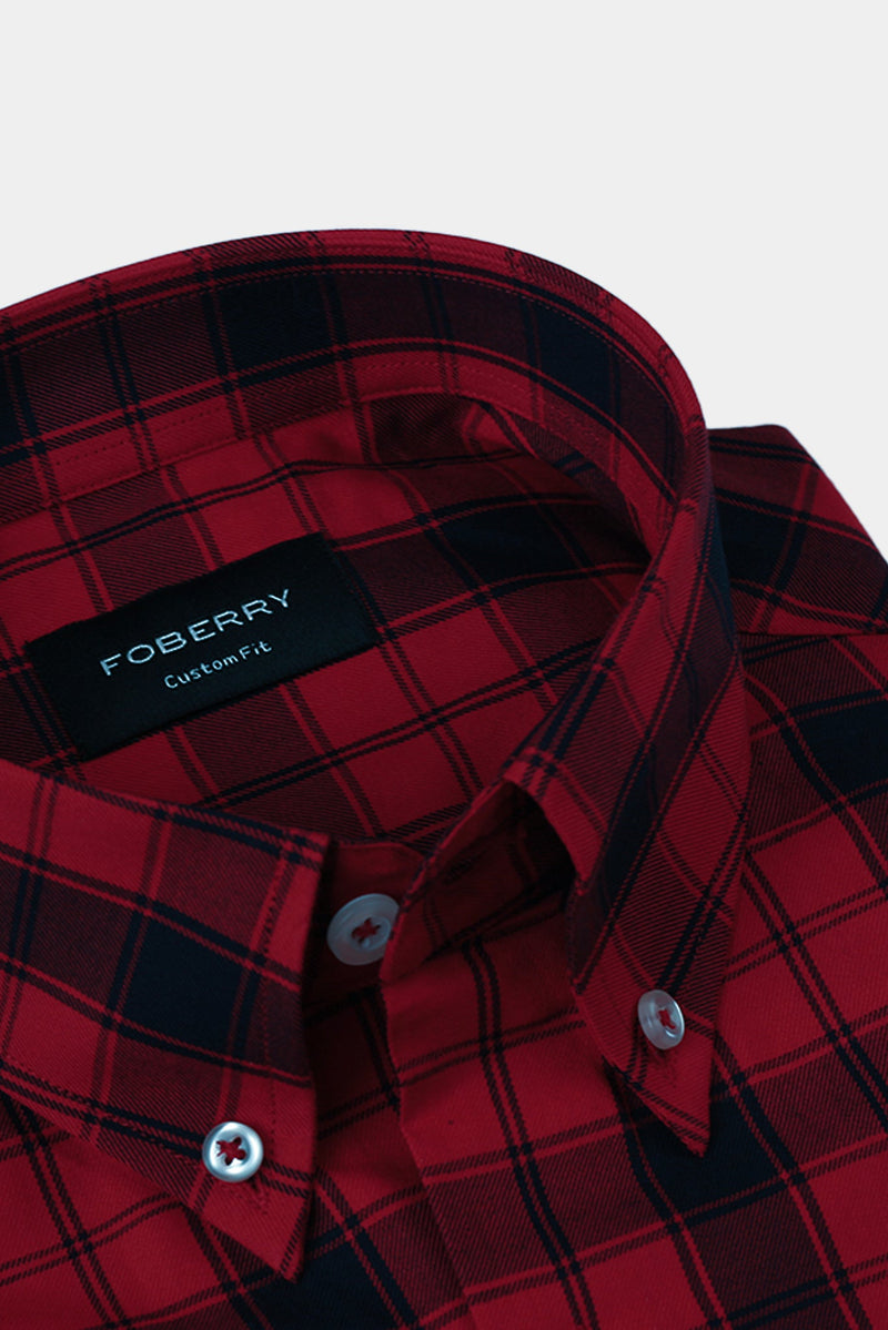 Soft Maroon Red Tartan Winter Flannel Shirt