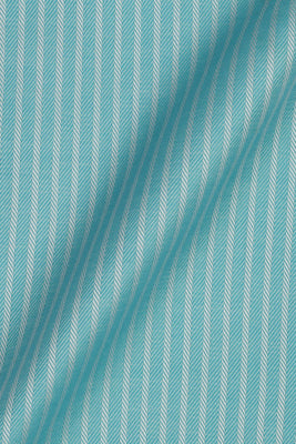 Aqua Blue Egyptian Twill Striped