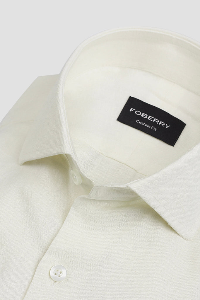 Cream White Linen Shirt