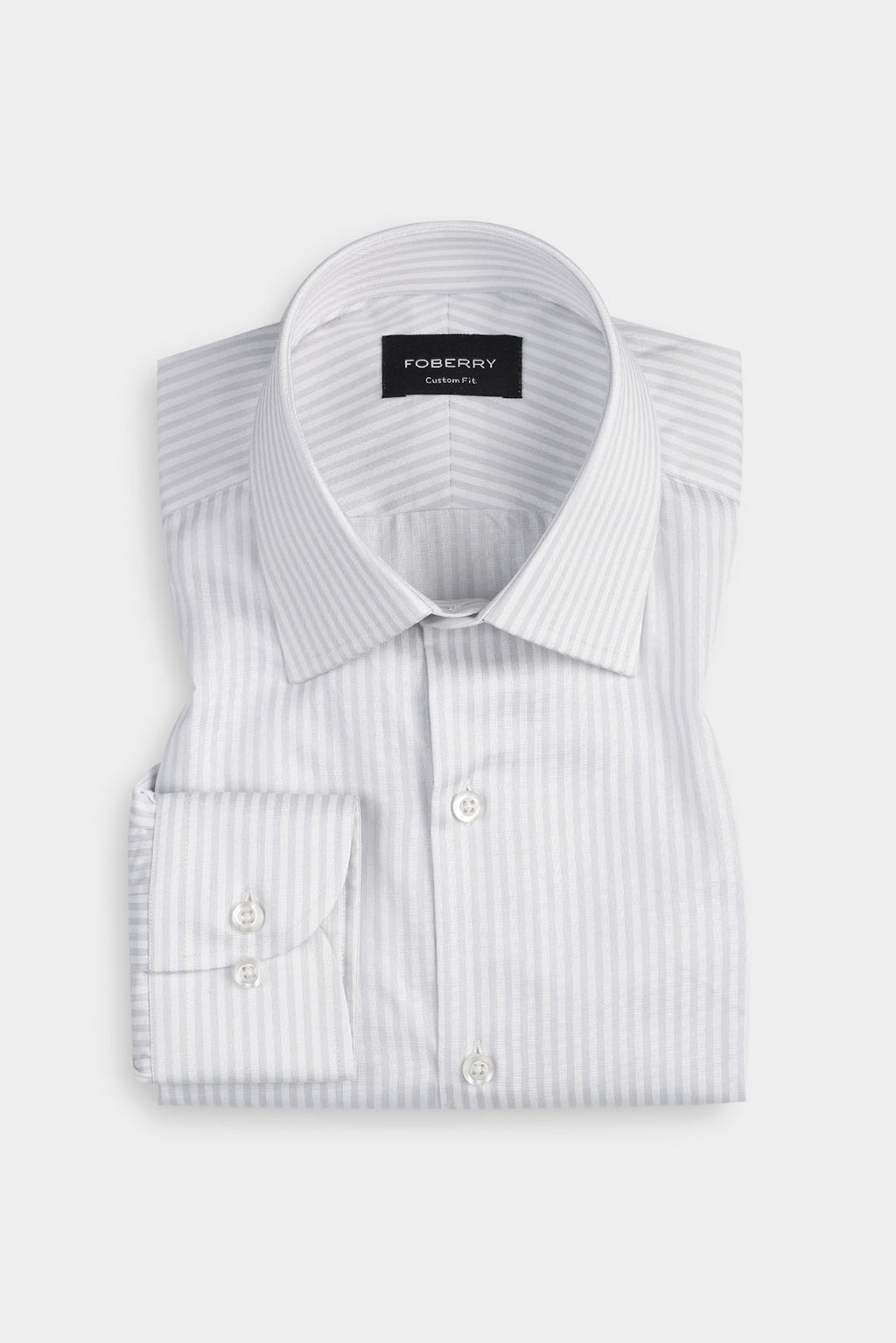 Pastel Grey Bankers Stripes Shirt