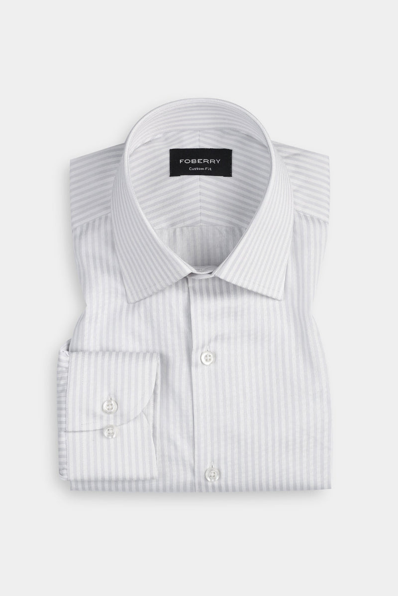 Pastel Grey Bankers Stripes Shirt