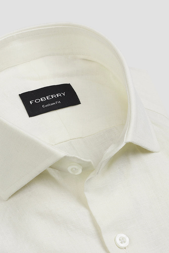 Cream White Linen Shirt