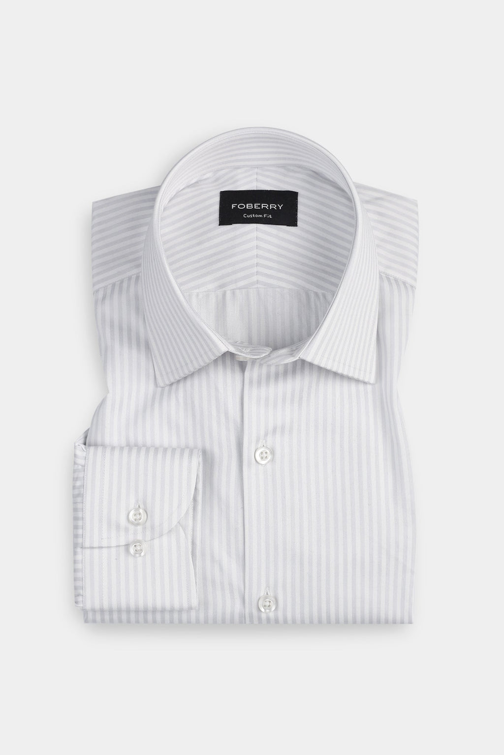Pastel Grey Bankers Stripes Shirt