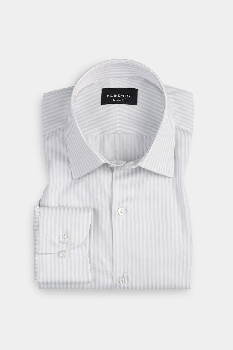 Pastel Grey Bankers Stripes Shirt
