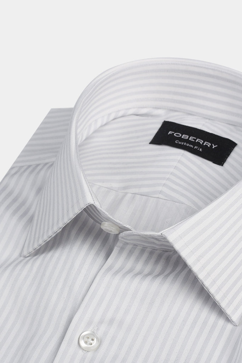 Pastel Grey Bankers Stripes Shirt