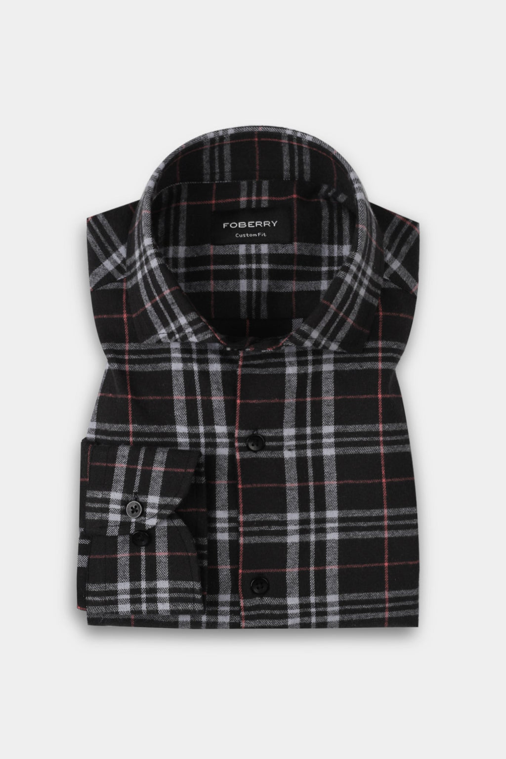 Light Mauve & Black Madras Winter Flannel Shirt