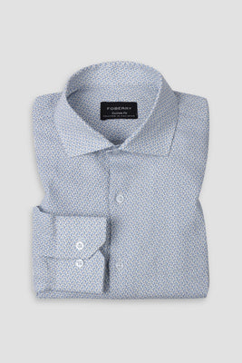 Ash Blue Printed Linen Shirt