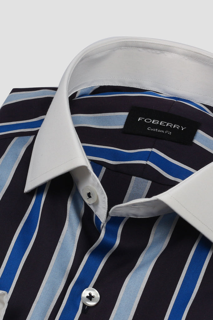Blue & Black Regimental Stripes Shirt