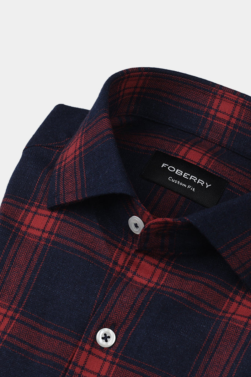 Soft Denim Blue Tartan Winter Flannel Shirt