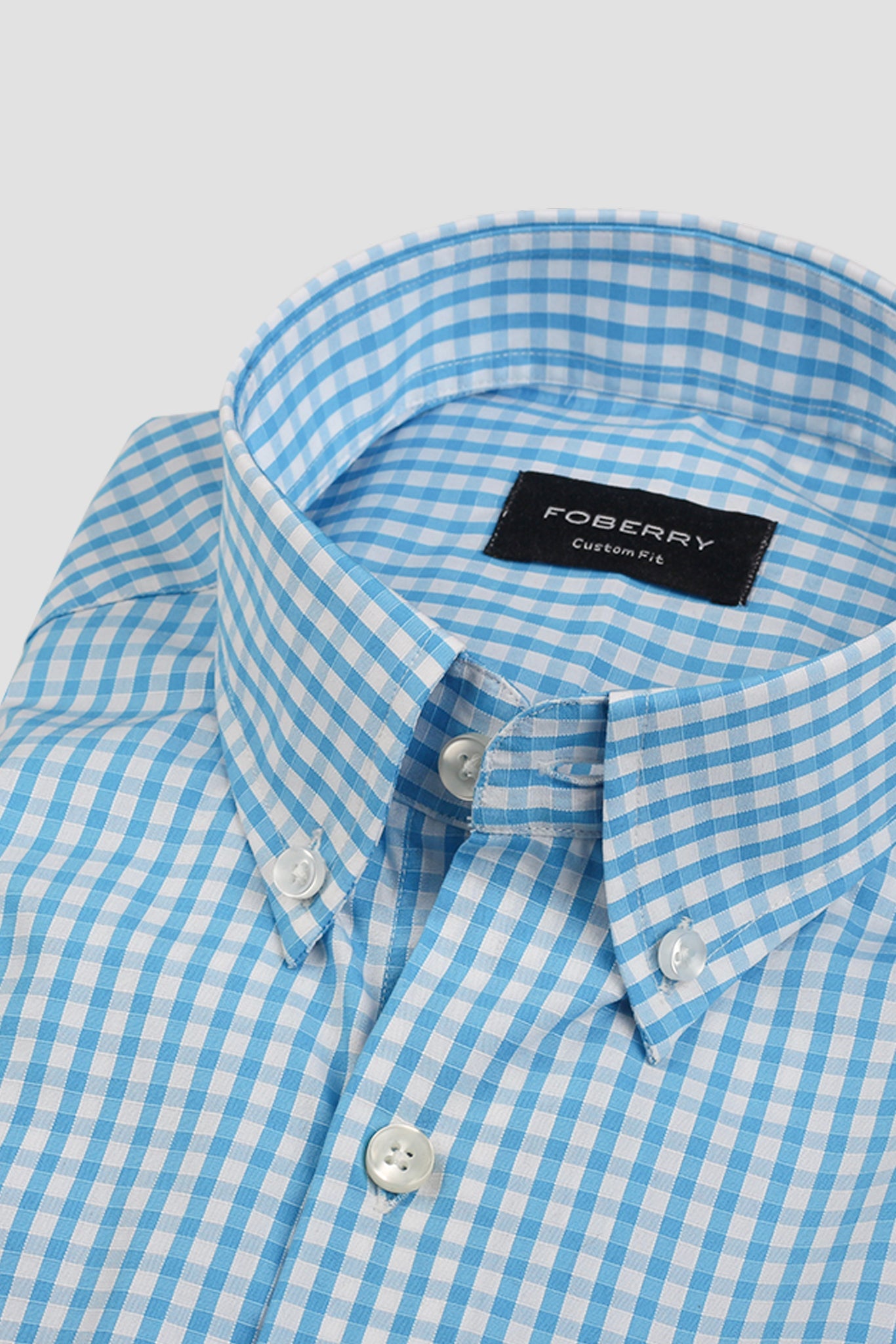 Soft Turquoise Blue Gingham Shirt