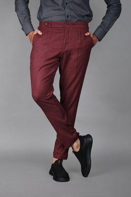Maroon Brushed Flannel Trousers - Foberry USA