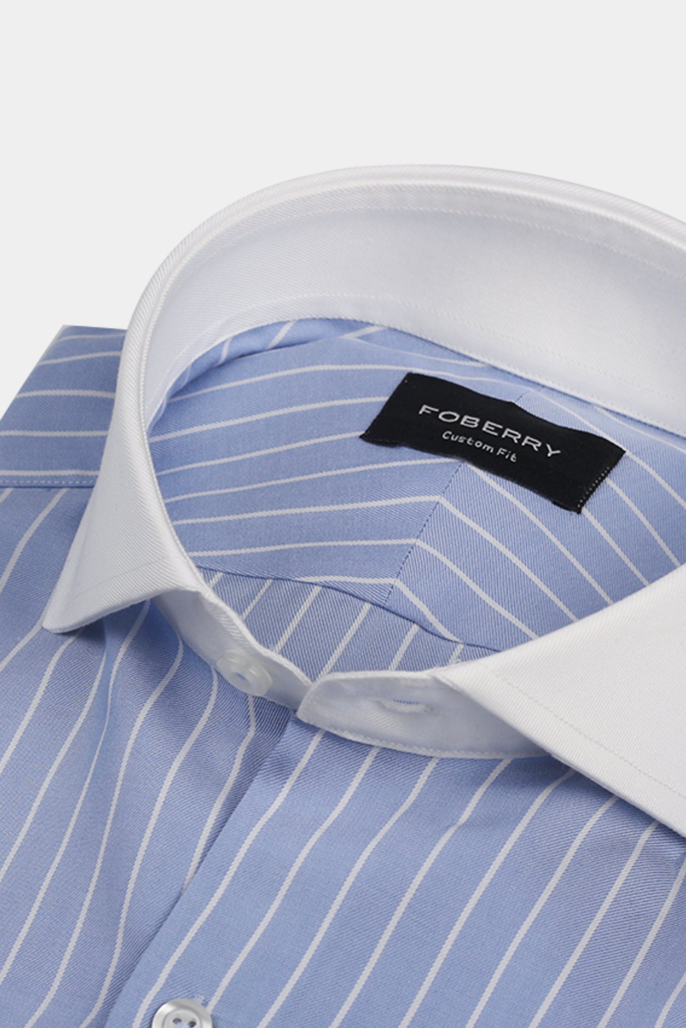 Sky Blue With White Pencil Stripes Shirt