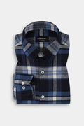 Soft Azure Blue Tartan Winter Flannel Shirt