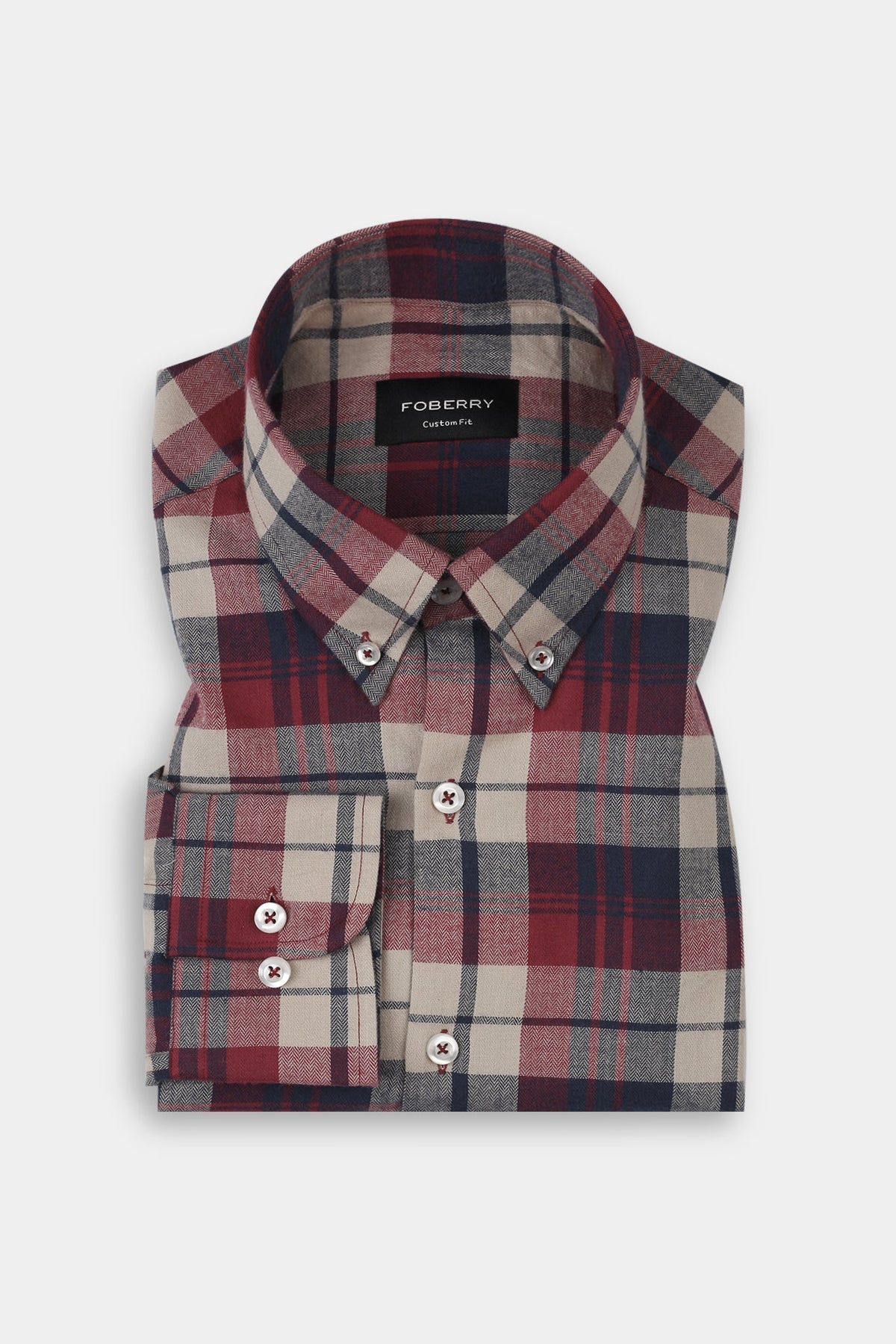 Beige Blue Tartan Winter Flannel Shirt