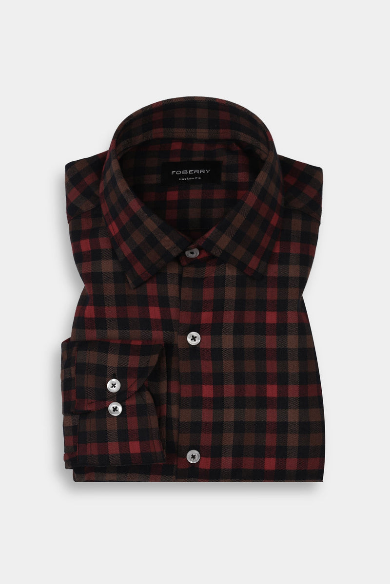 Black & Mustard Buffalo Check Winter Flannel Shirt