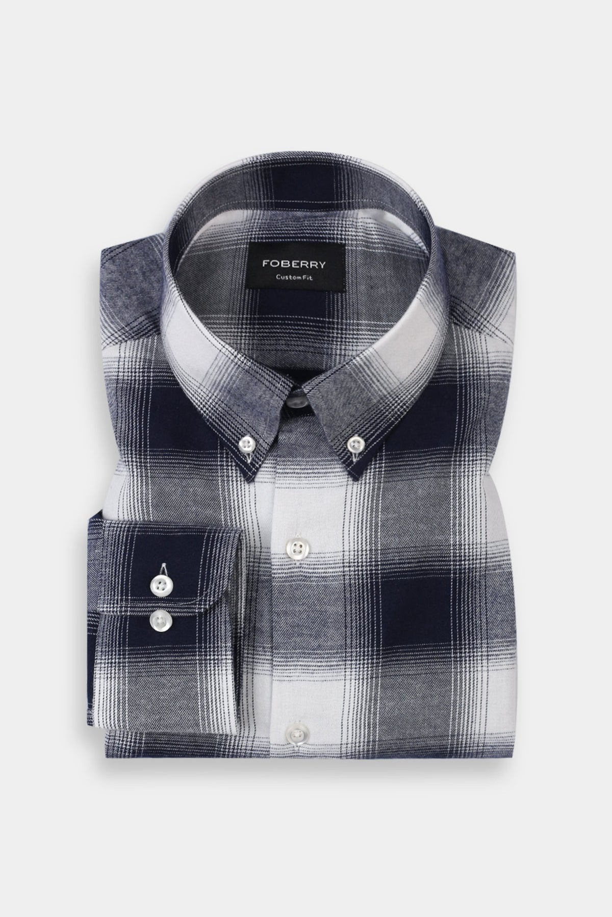 Blue and White Madras Winter Flannel Shirt