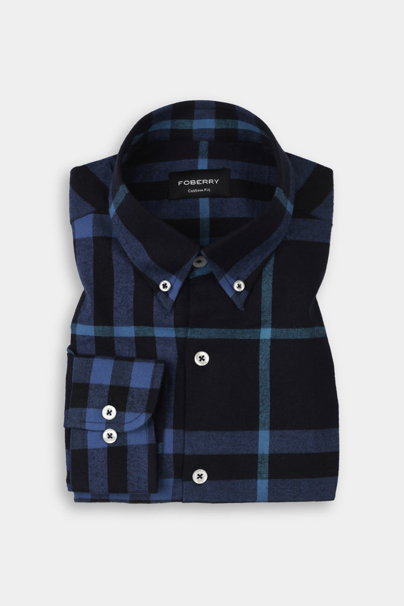 Dual Blue Plaid Winter Flannel Shirt