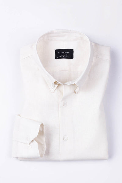Ivory White Cotton Linen Shirt