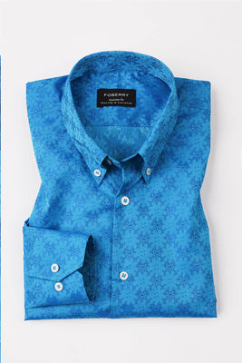 Blue Jacquard Shirt - Foberry USA