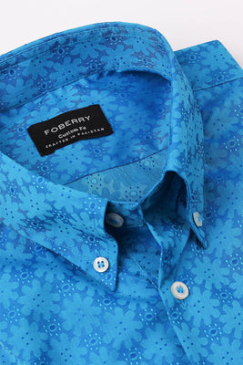 Blue Jacquard Shirt - Foberry USA