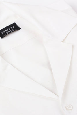 White Linen Camp Collar Shirt - Foberry USA