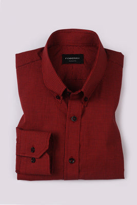 Maroon Micro Gingham Shirt - Foberry USA