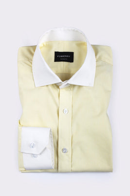 Yellow Pinstripes Shirt - Contrast Collar - Foberry USA