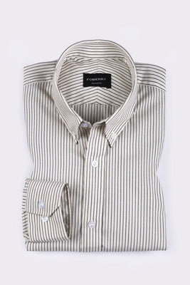 Ink Blue Chain Striped Shirt - Foberry USA