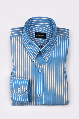 Aqua Blue Oxford Striped Shirt - Foberry USA