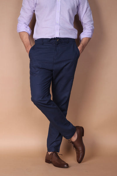 Navy Blue Linen Trouser