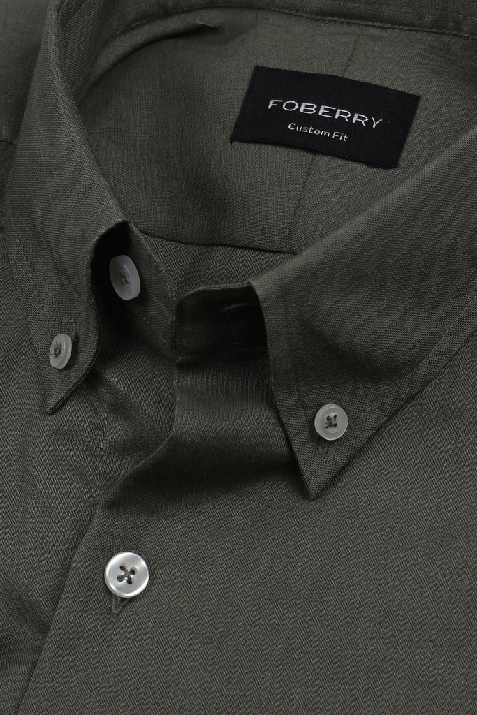 Silky Green Stretchable Linen Shirt