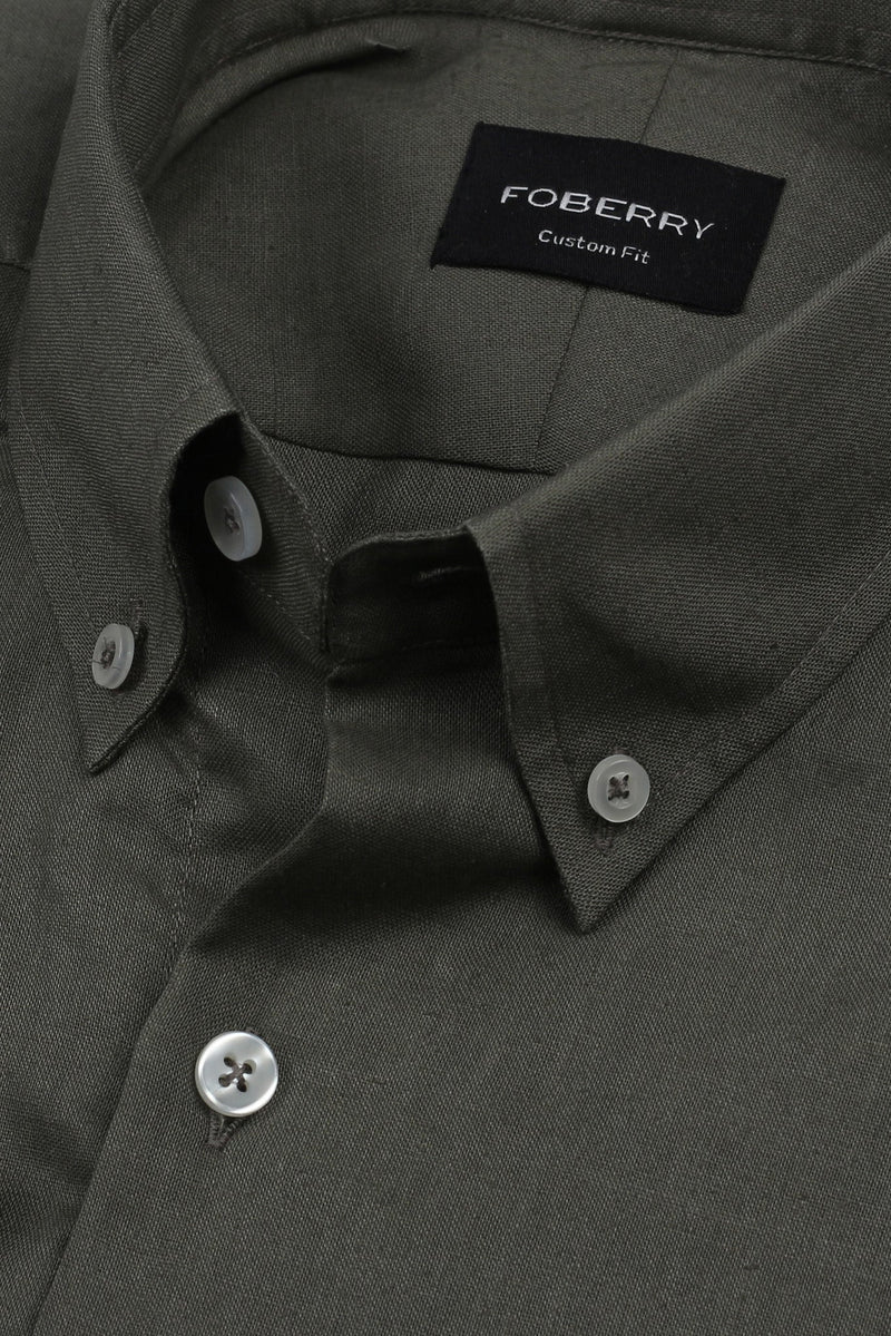 Silky Green Stretchable Linen Shirt