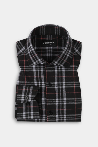 Light Mauve & Black Madras Winter Flannel Shirt