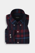 Night Blue & Red Tartan Winter Flannel Shirt