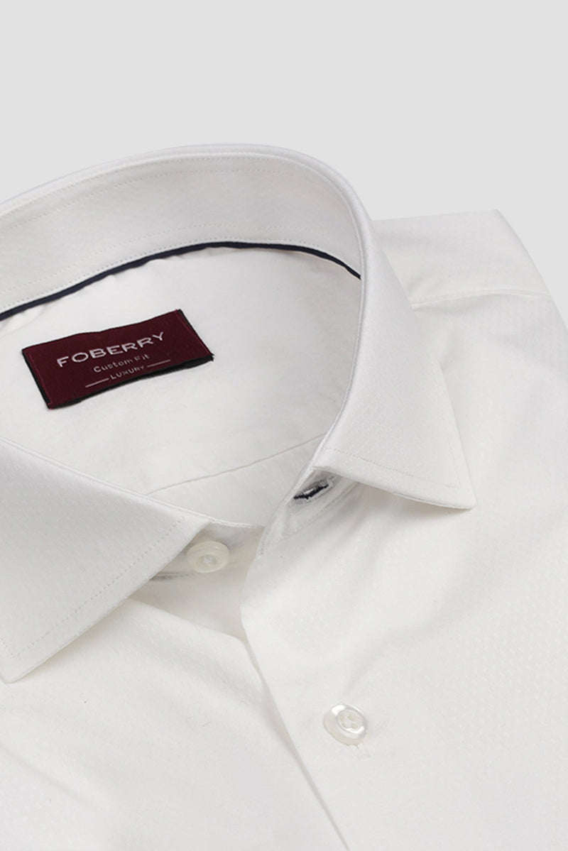 Egyptian White Self-Patterened Shirt