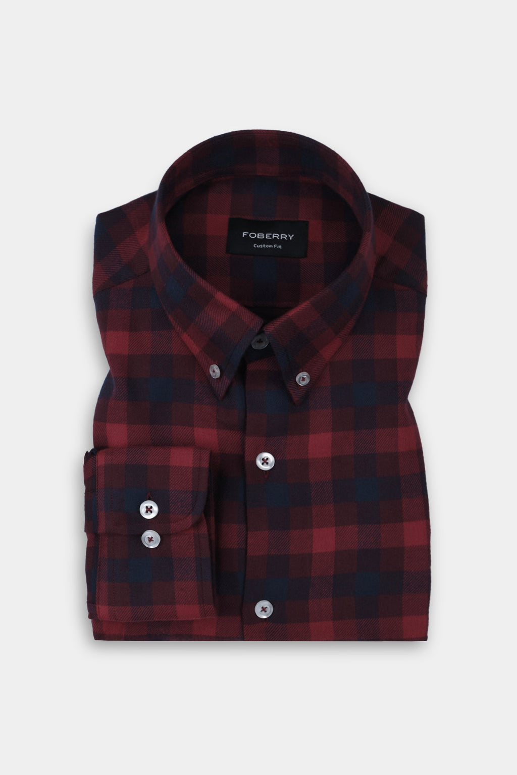 Soft Maroon & Blue Buffalo Check Winter Flannel Shirt