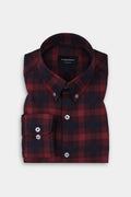 Soft Maroon & Blue Buffalo Check Winter Flannel Shirt