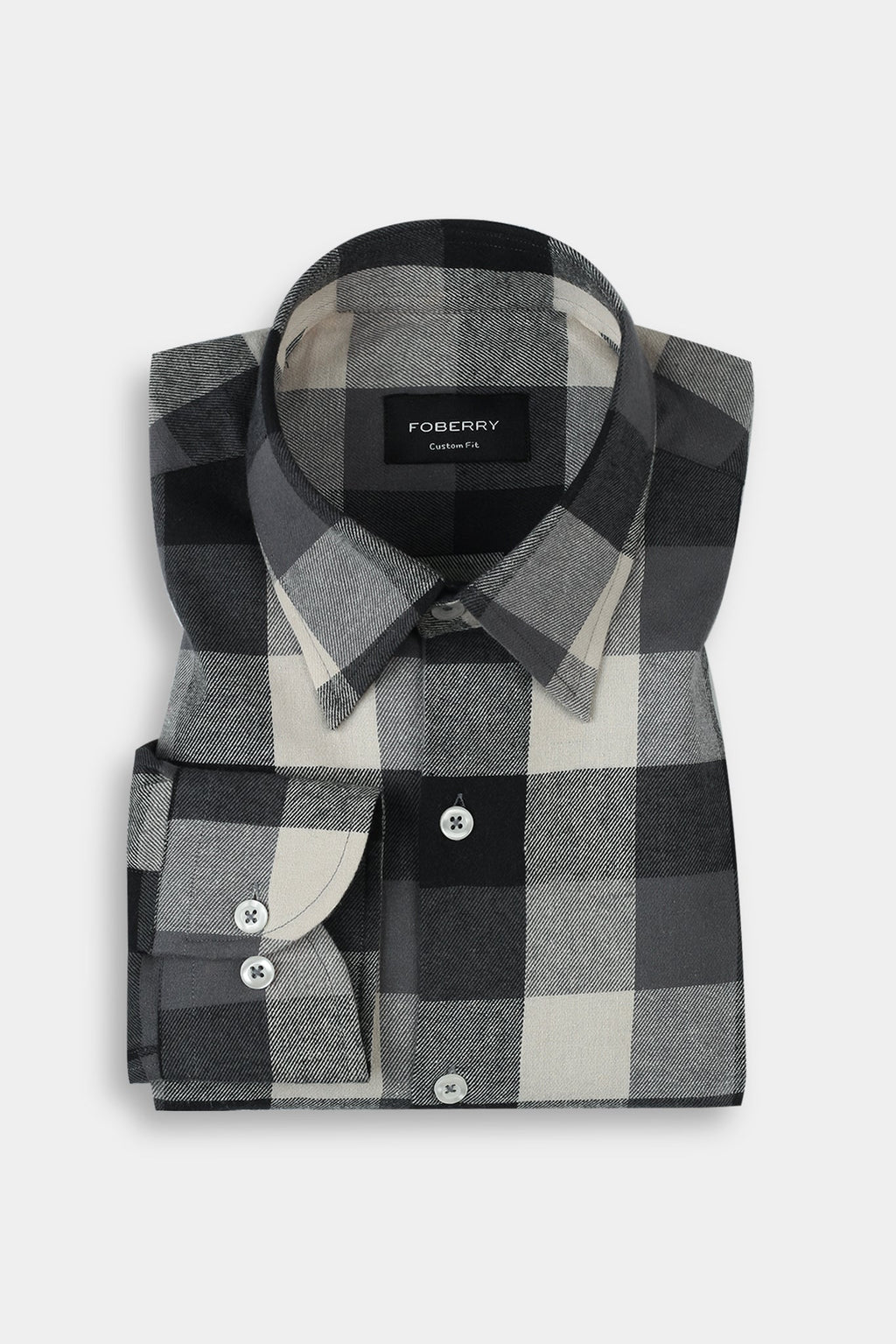 Soft Black & White Windowpane Winter Flannel Shirt