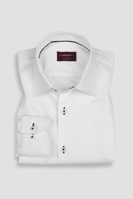 Egyptian White Twill Semi Spread Collar Shirt